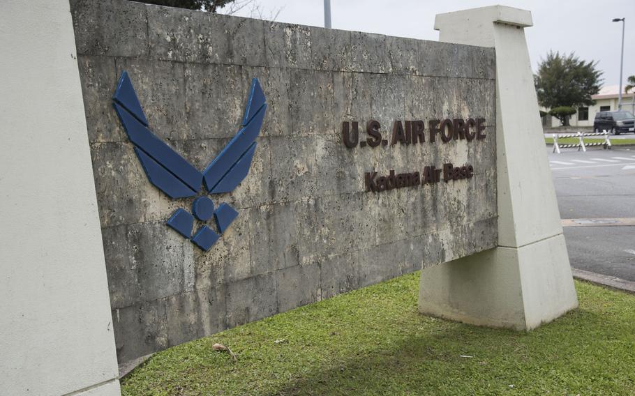 A photo of Kadena Air base sign.