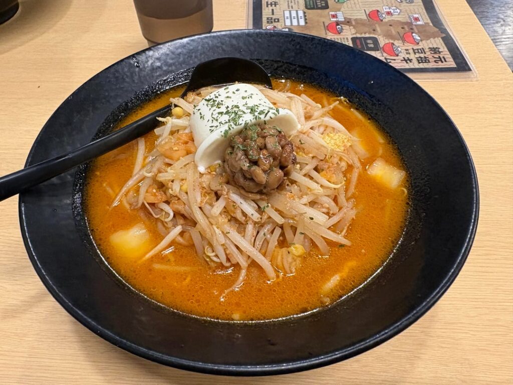 Natto kimchi rare cheese ramen from Iwate Prefecture