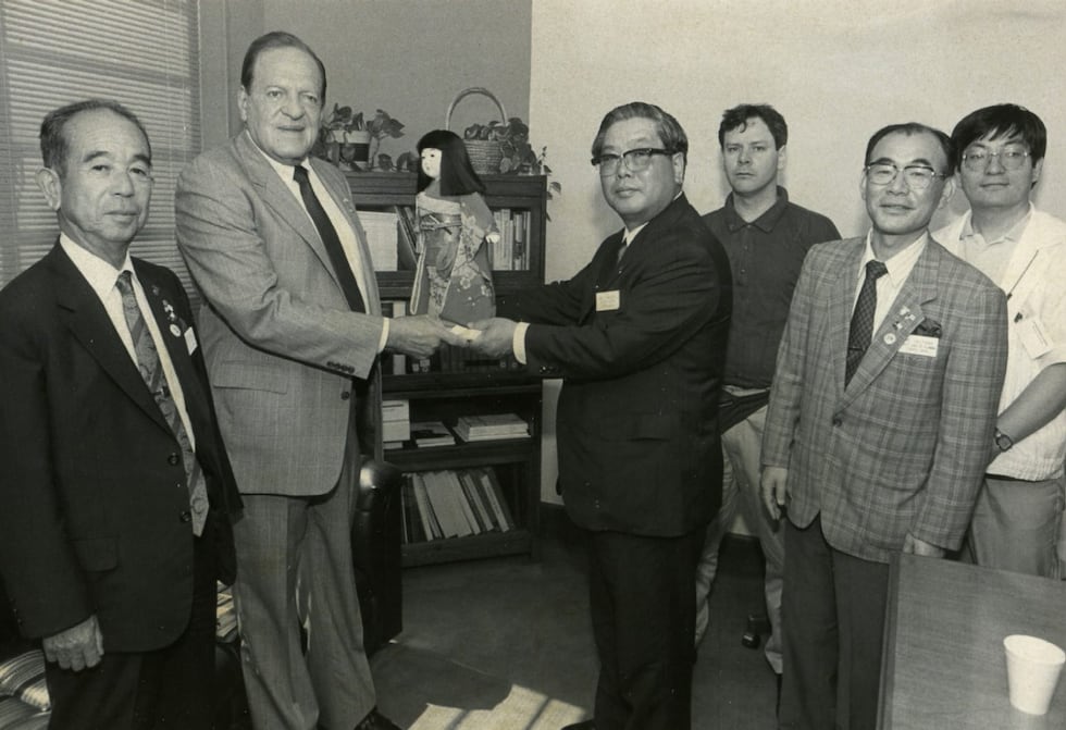 Representatives of the city of Yachiyo, Japan and Tyler, Texas meet at Tyler City Hall on May...