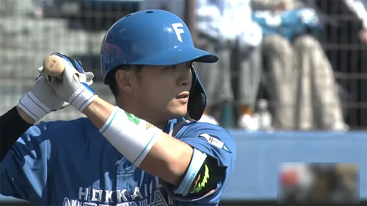 Yuya Gunji is on a five-game hit streak, and on the 12th he hit a go-ahead RBI single | Pacific League Hokkaido Nippon-Ham Fighters player Yuya Gunji © Pacific League TV