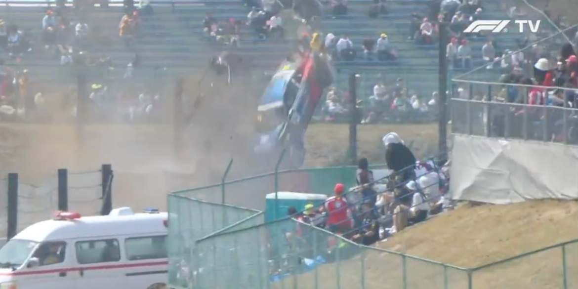 Porsche Clears the Catch Fence in Insane Carrera Cup Crash Ahead of Japanese Grand Prix Porsche Clears the Catch Fence in Insane Carrera Cup Crash Ahead of Japanese Grand Prix