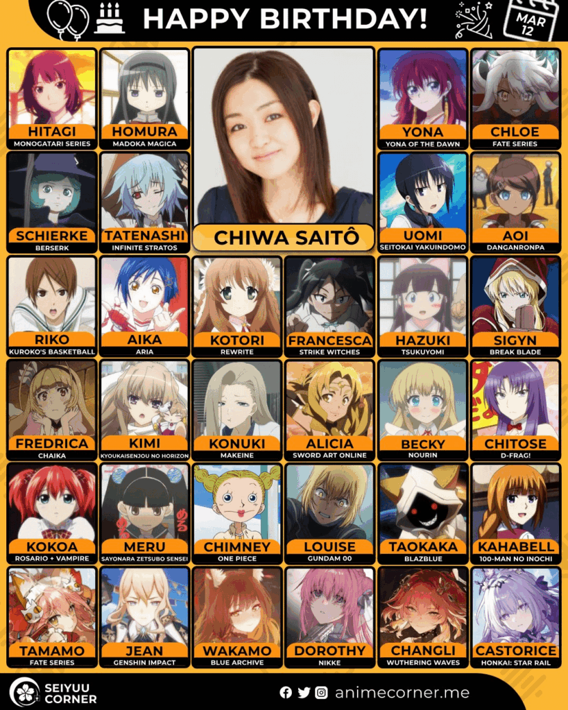 Happy 45th birthday to Chiwa Saitou!