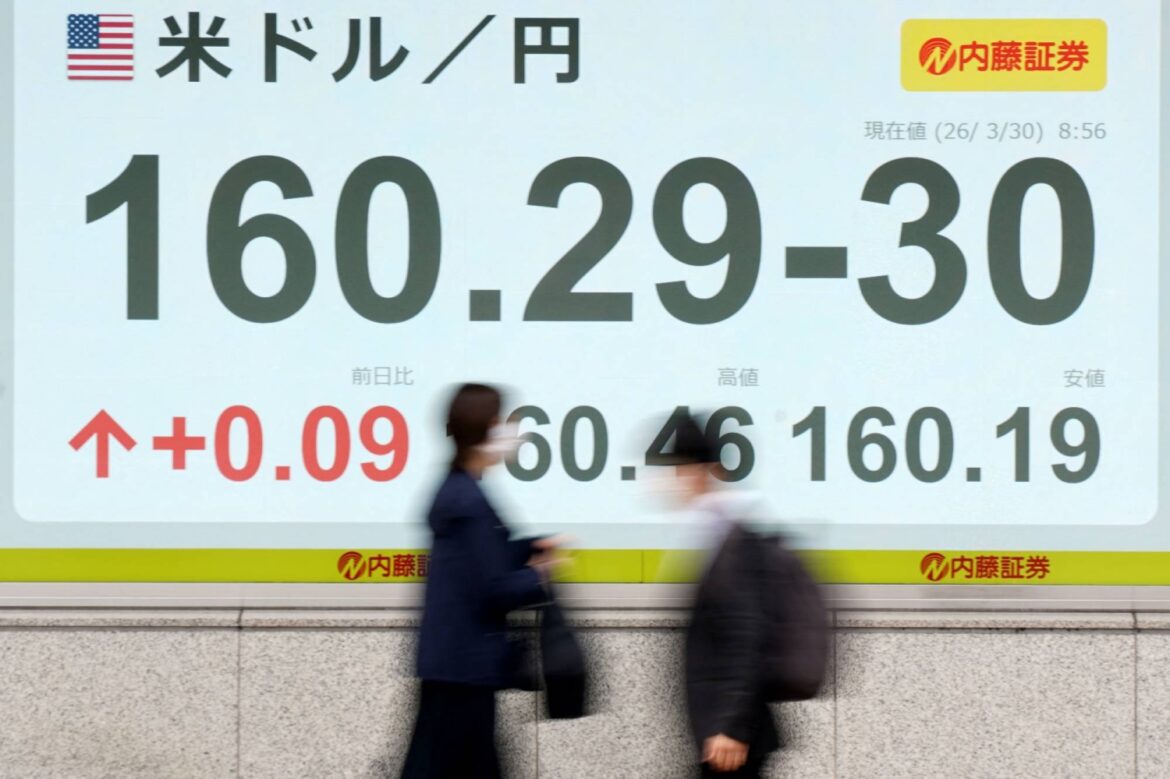 Tokyo stocks decline to a 2026 low after yen breaks ¥160 to the dollar
