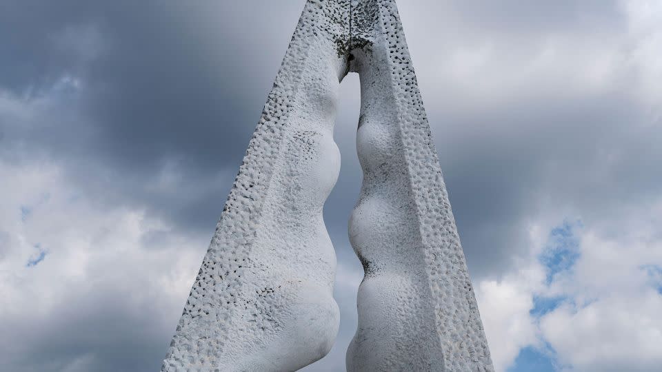 A sculpture made of Italian marble, called the "Hill of Hope," sits on the grounds of Kosanji. - Peter Elvin/Alamy Stock Photo