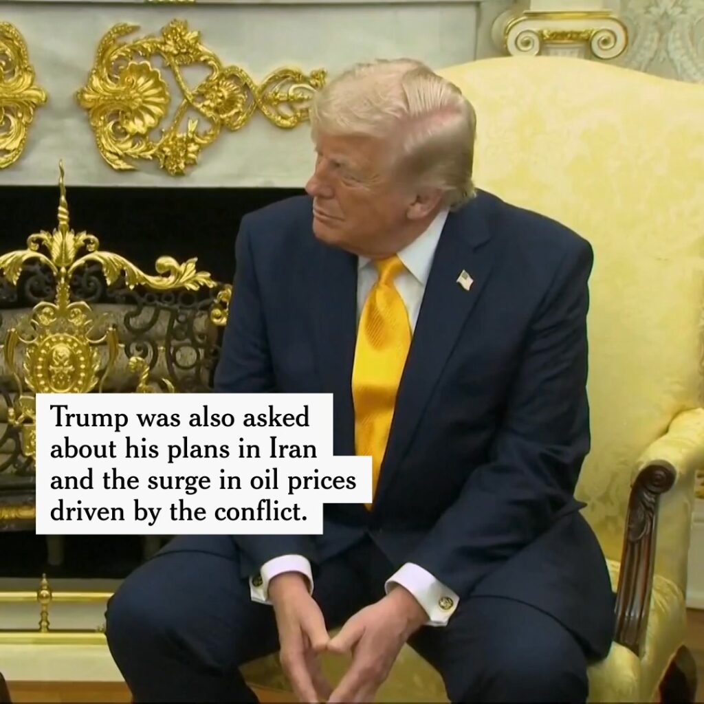 President Trump invoked the Japanese attack on Dec. 7, 1941, which led the U.S. into World War II, during a press conference with Japan’s prime minister Sanae Takaichi. As Trump spoke, Takaichi widened her eyes and appeared to take a deep breath. She kept her arms crossed in her lap and did not speak. Read more: https://nyti.ms/3NKR7wa | The New York Times President Trump invoked the Japanese attack on Dec. 7, 1941, which led the U.S. into World War II, during a press conference with Japan’s prime minister Sanae Takaichi. As Trump spoke, Takaichi widened her eyes and appeared to take a deep breath. She kept her arms crossed in her lap and did not speak. Read more: https://nyti.ms/3NKR7wa | The New York Times
