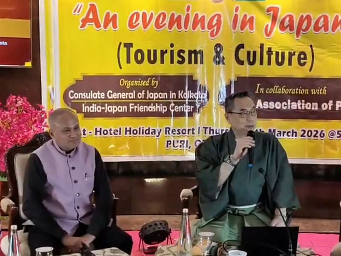 Japanese Consulate General organises ‘An Evening in Japan’ to promote tourism, cultural exchange Deputy Consul General of Japan Ashida Katsunori and India-Japan Friendship Centre President Kunna Dash (Photo/ANI)