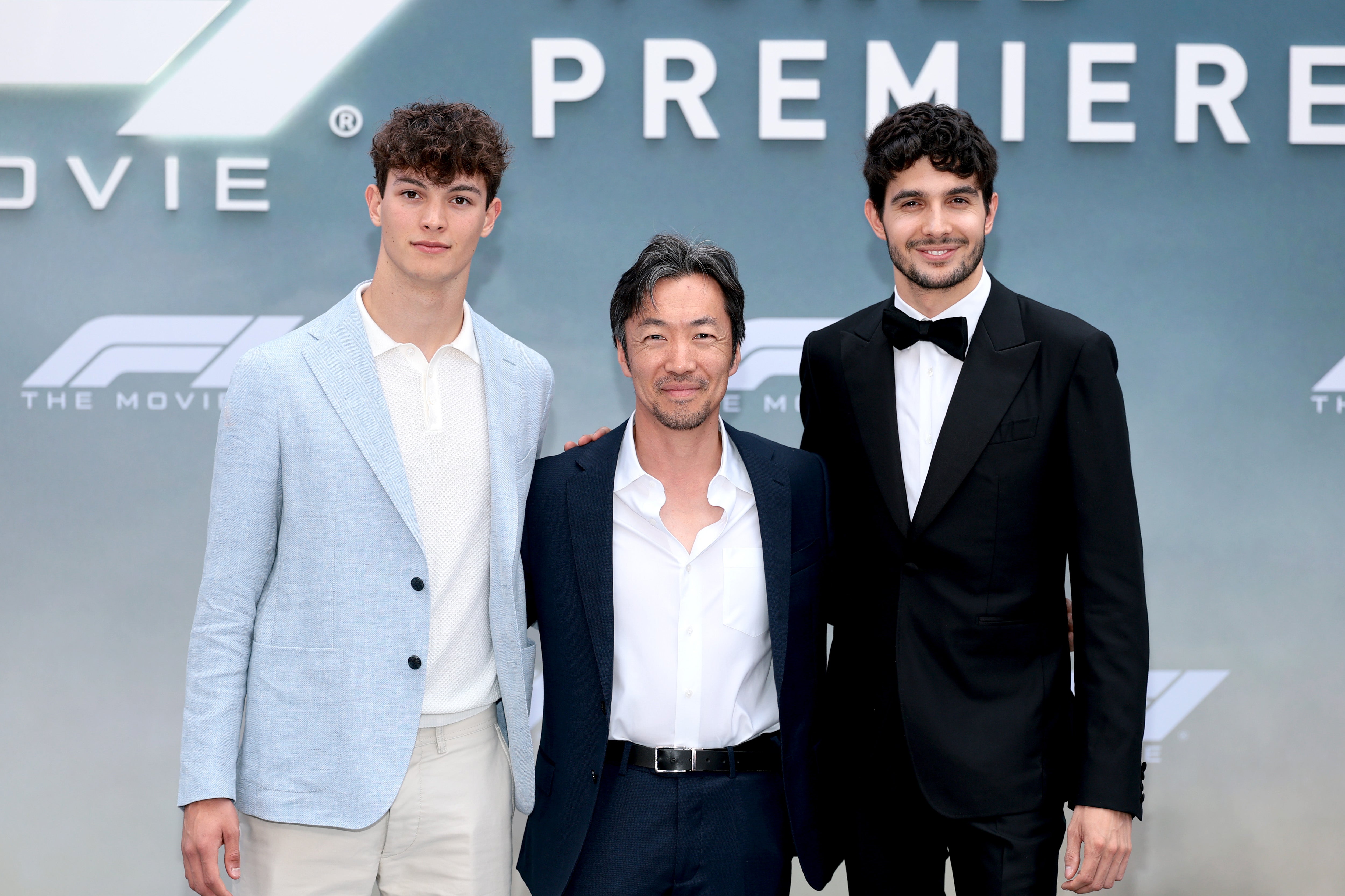 Komatsu with his drivers at last year's F1 Movie premiere