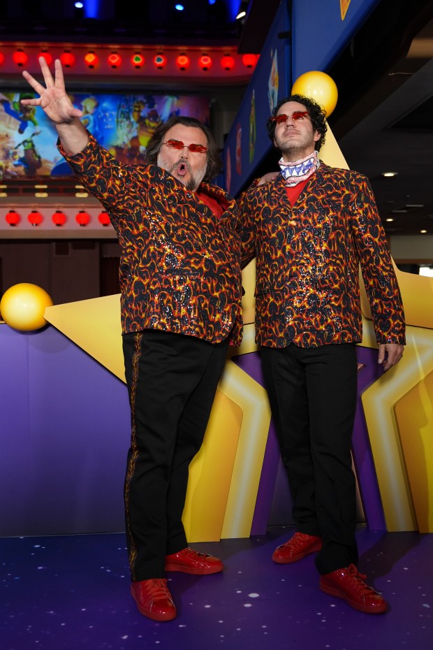 KYOTO, JAPAN - MARCH 28: Jack Black and Benny Safdie pose for a photo as Universal Pictures, Nintendo and Illumination present the premiere of "The Super Mario Galaxy Movie" at Minamiza Theater on March 28, 2026 in Kyoto, Japan. (Photo by Tomohiro Ohsumi/Getty Images for Universal Pictures, Nintendo and Illumination)