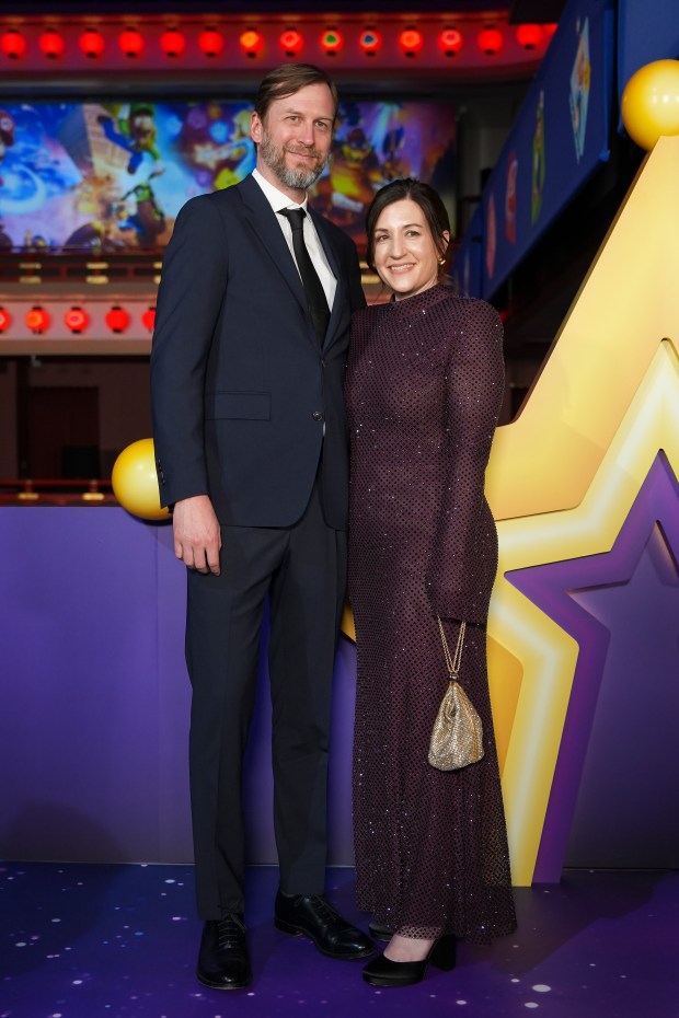 KYOTO, JAPAN - MARCH 28: Aaron Horvath and Brooke Cadorette pose for a photo as Universal Pictures, Nintendo and Illumination present the premiere of "The Super Mario Galaxy Movie" at Minamiza Theater on March 28, 2026 in Kyoto, Japan. (Photo by Tomohiro Ohsumi/Getty Images for Universal Pictures, Nintendo and Illumination)