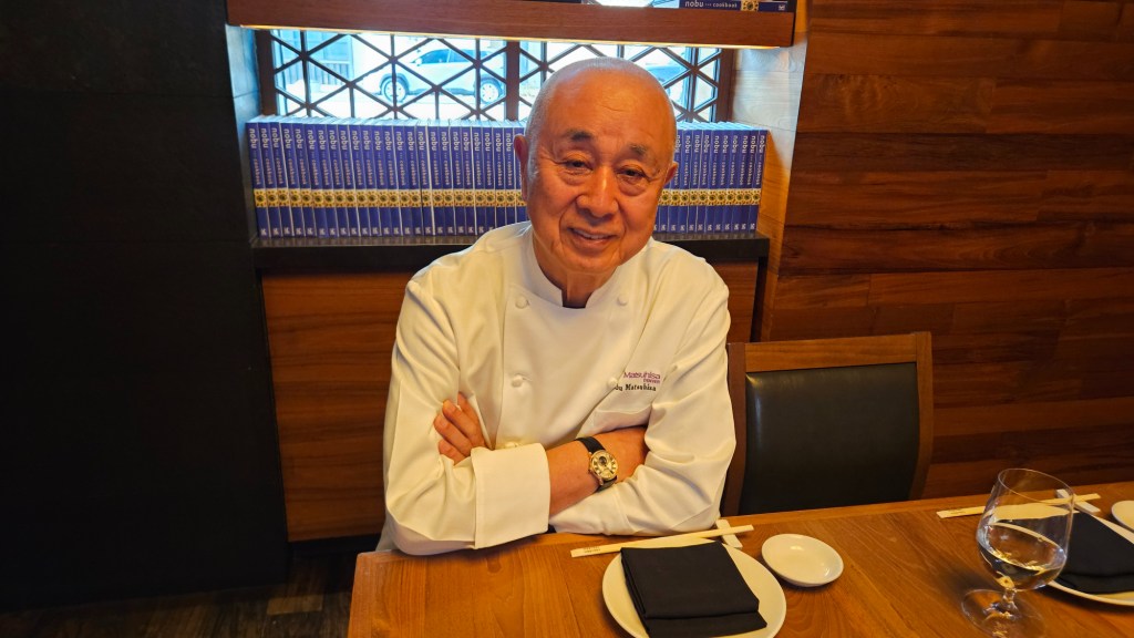 chef Nobu Matsuhisa in a chef's coat
