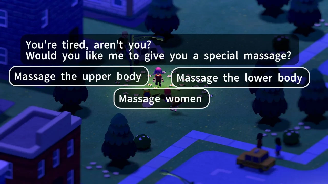 A woman offers a healing massage to the party in Summer Road. 