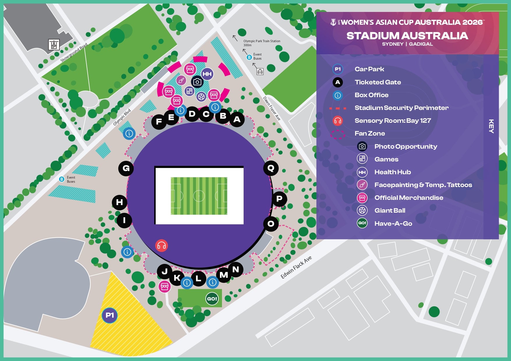 Stadium Australia Sydney Map