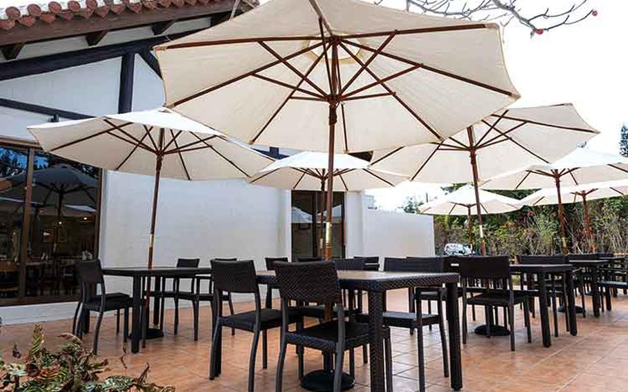 Seats of the patio at Zakimi Sabo.