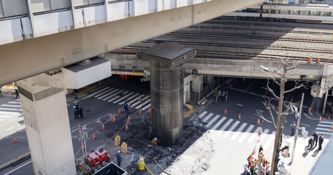 Giant underground pipe mysteriously rises over 30 feet, bursting through road in Japan: "I can't believe this"