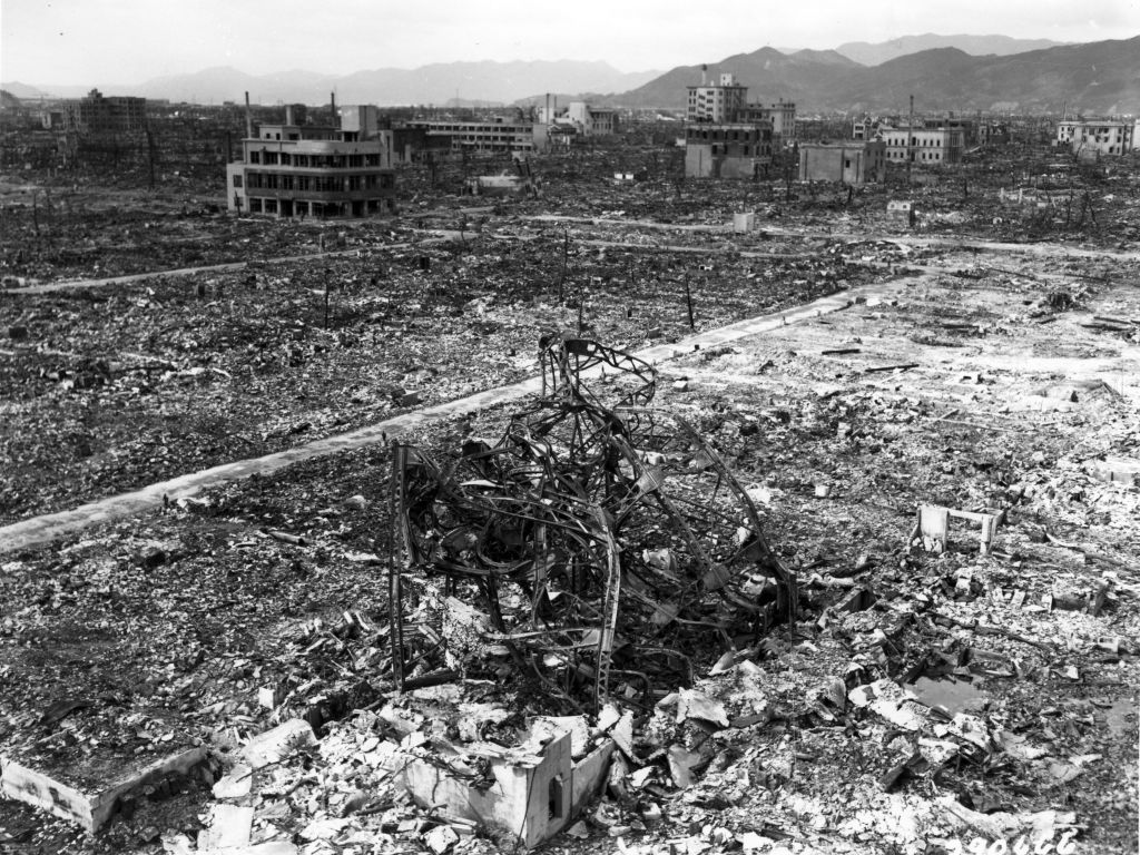 The devastated city of Nagasaki after the US atomic bombing on August 9, 1945.
