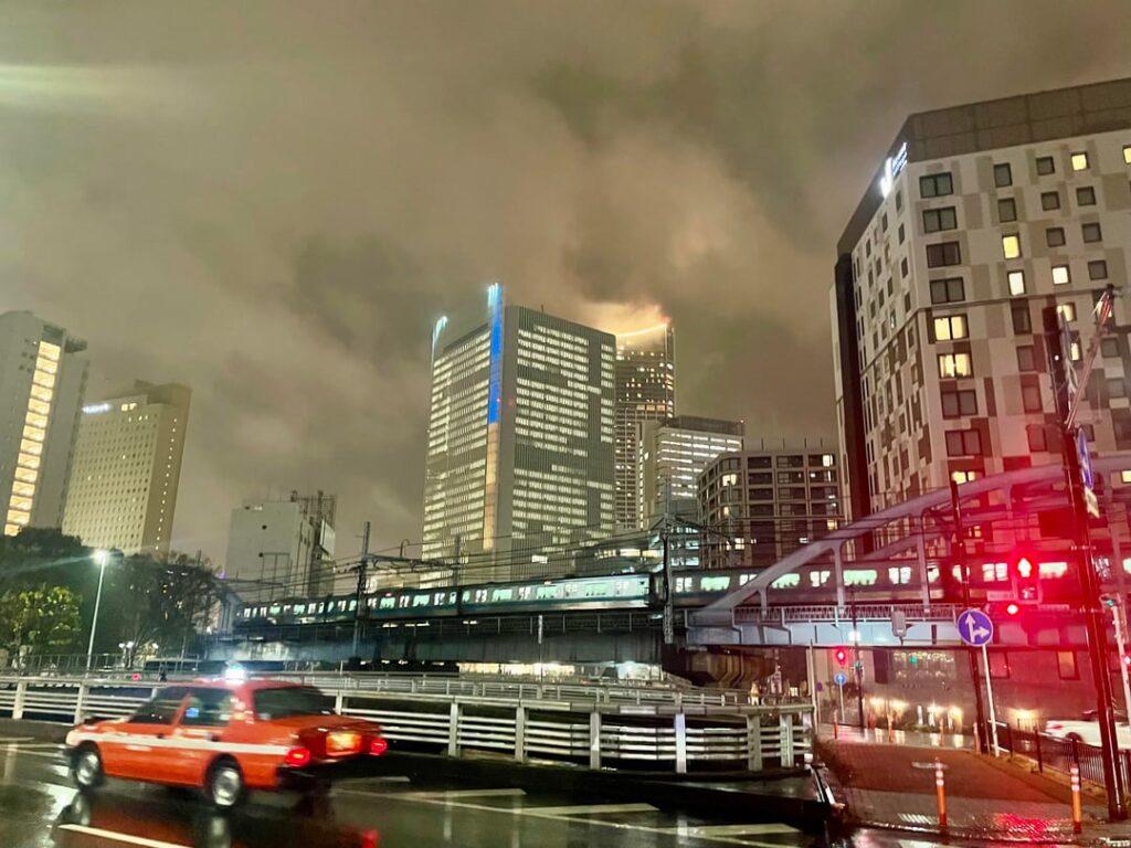 Rainy evening in Kannai, Yokohama.