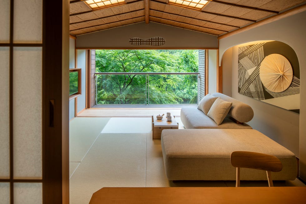 modern japanese room with a view of greenery modern japanese room with a view of greenery