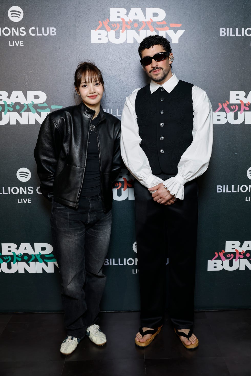 tokyo, japan march 07: lisa (l) and bad bunny attend spotifys billions club live show with bad bunny at tipstar dome chiba on march 07, 2026 in tokyo, japan. (photo by hanna lassen/getty images for spotify)