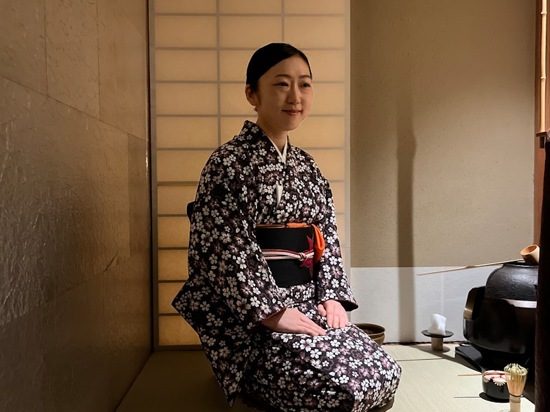 Tea master Maria at Shakusui-tei, Kyoto, Japan
