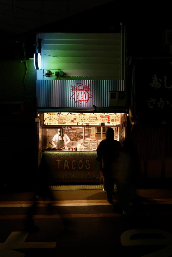 Kyoto street scenes at night