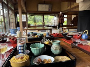 A traditional feudal lord's meal at Taki'an in Kagoshima prefecture.