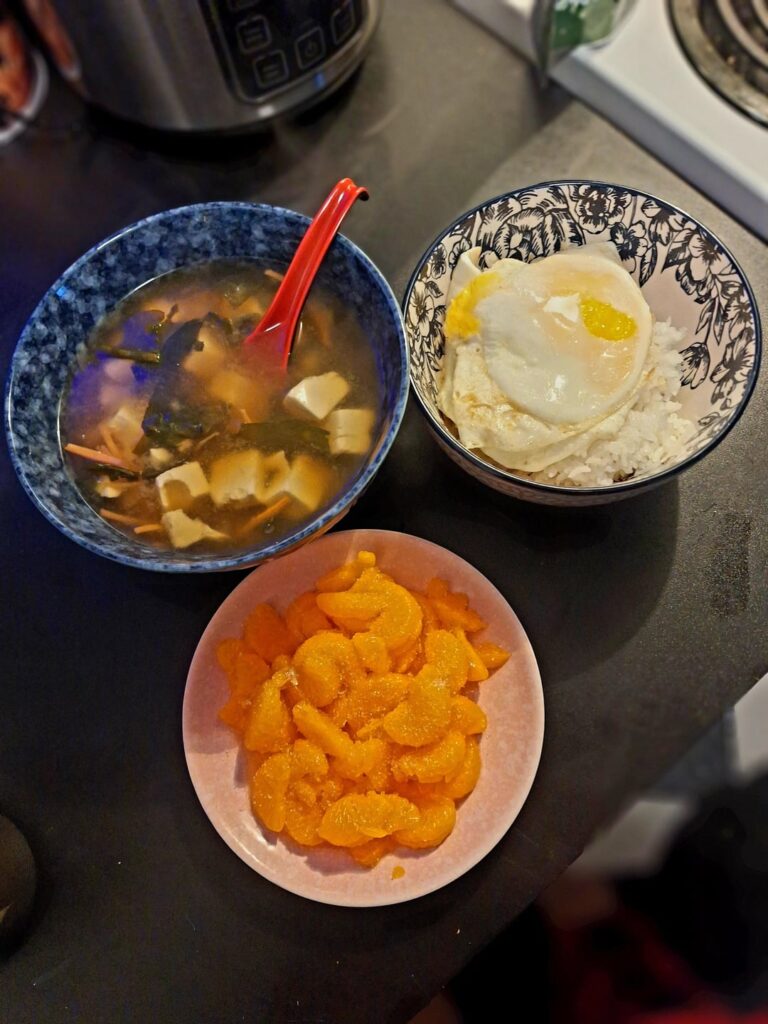 Japanese breakfast this cold morning- Here's to me staying off the fast food!!
