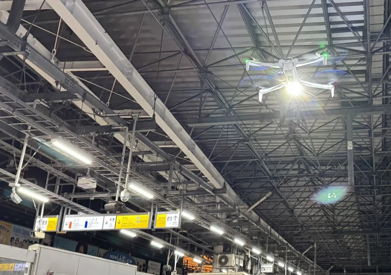 Drone monitoring overhead contact system