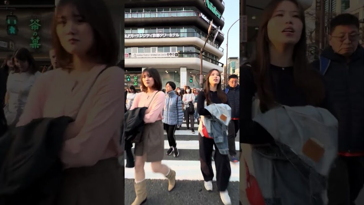 Crossing the street at Kyoto Station to Kyoto Tower #crosswalk #streetphotography #japaneseculture