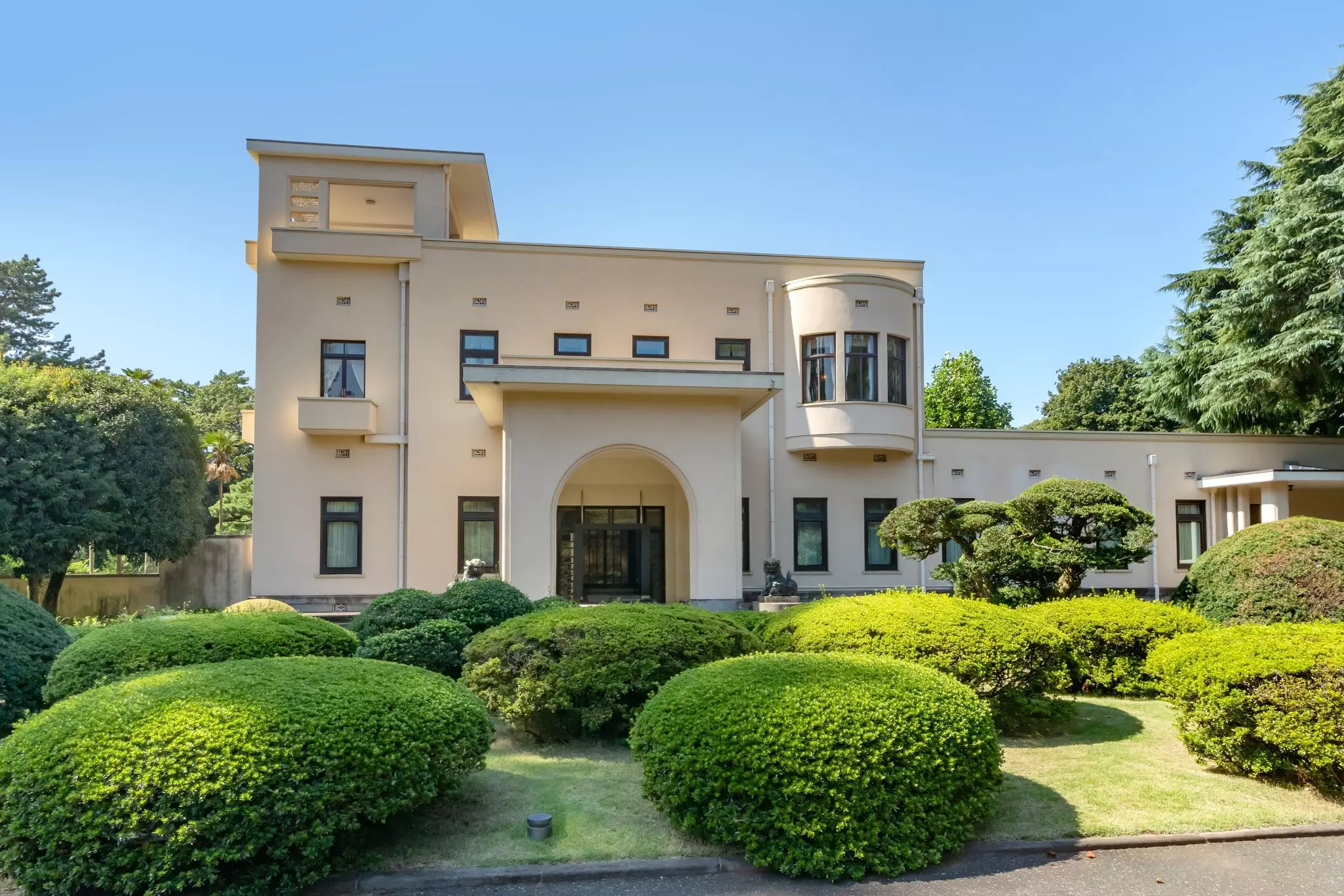The Tokyo Metropolitan Teien Art Museum sits amid striking gardens in Tokyo, Japan.