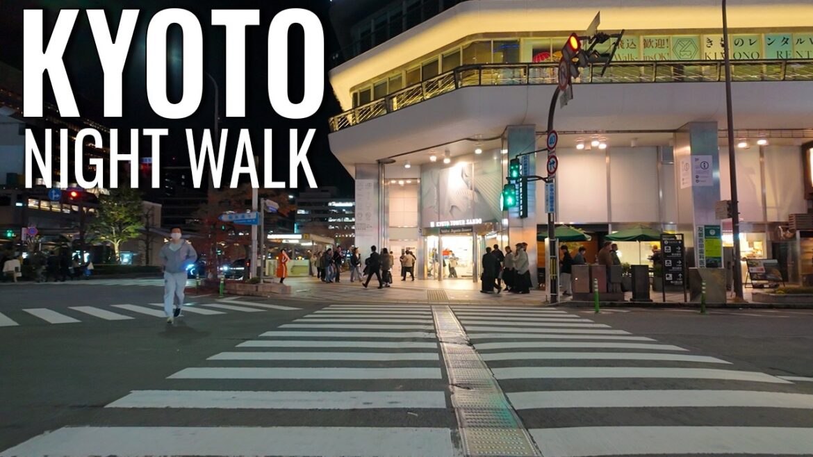Kyoto Japan Night Walk – Kyoto Station & Downtown Streets (4K Ambient)