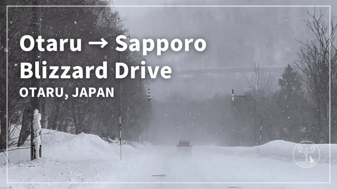 Japan Walking Tour in Otaru, Hokkaido | Blizzard Drive Otaru to Sapporo via Asari Pass (No Talking)
