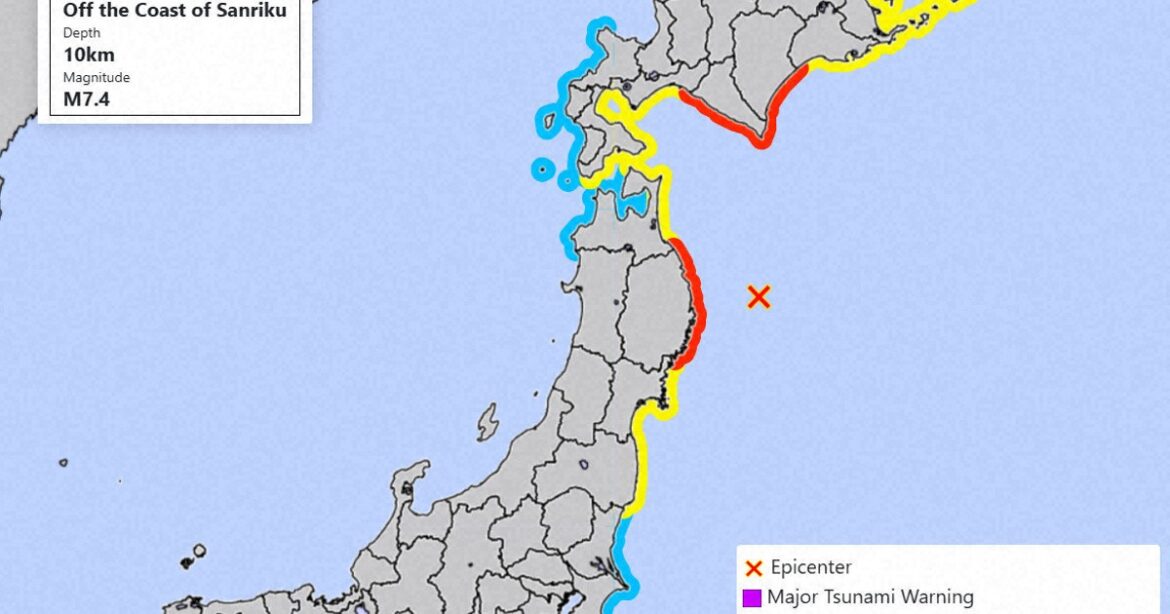 M7.7 quake jolts northeastern Japan, tsunami of 80 cm seen on Pacific coast
