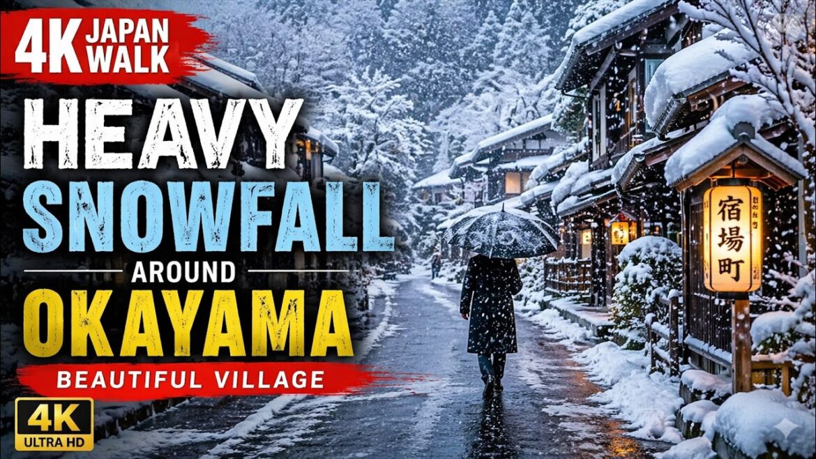 Heavy Snowfall Walk in Okayama, Japan ❄️ | 4K Relaxing Village Tour