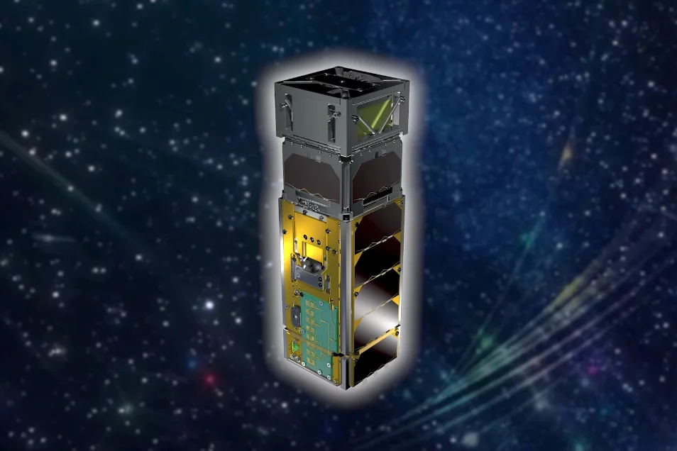The new JAXA CubeSat, before unfurling its antenna
