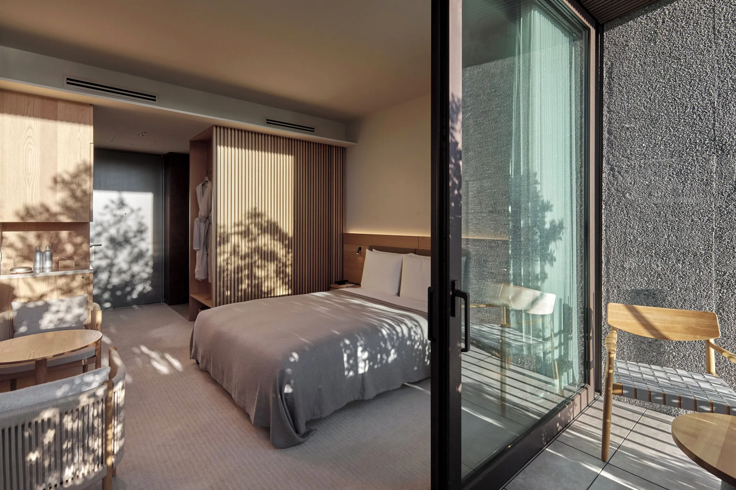 A guest room at Trunk Hotel Yoyogi Park in Tokyo