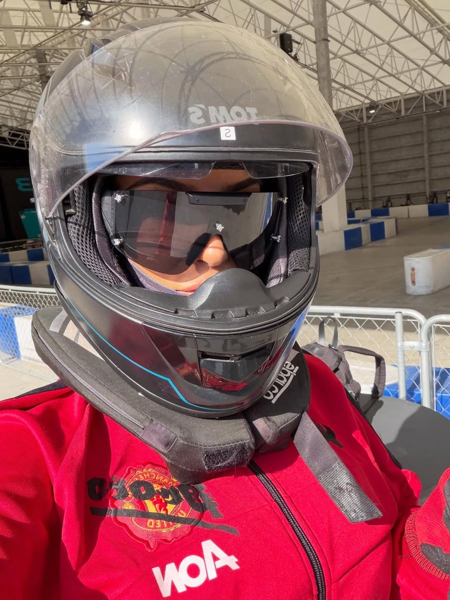 Kim rocked a helmet like her boyfriend does 