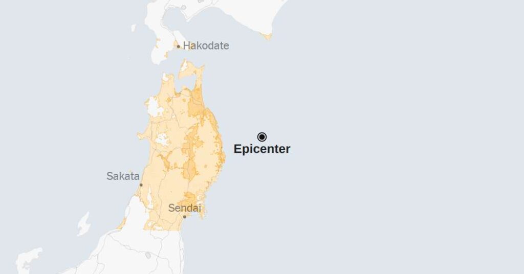 Map: Strong Earthquake Strikes Near Japan