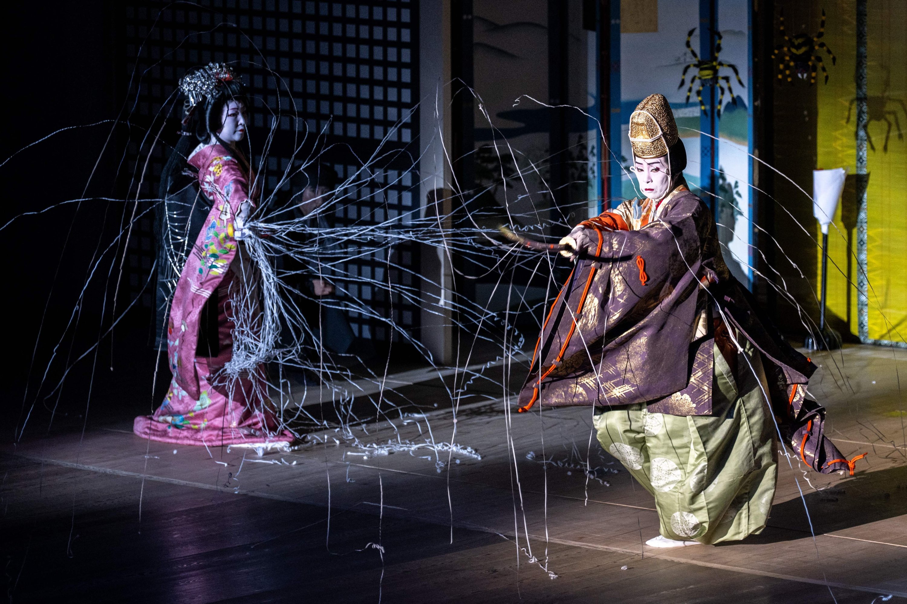 A geisha and maiko take part in a rehearsal for the annual 