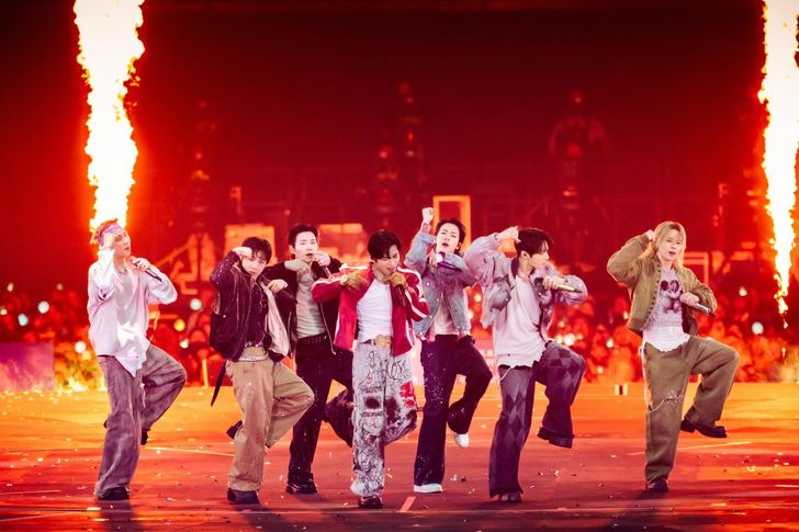 K-pop boy band BTS performs during the Tokyo leg of the group's 'ARIRANG' world tour at Tokyo Dome, Saturday. Courtesy of BigHit Music
