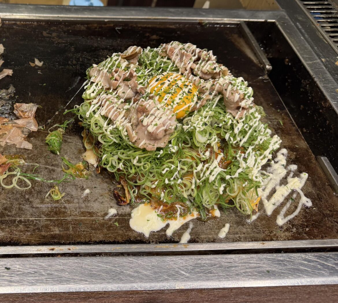 Okonomiyaki in Osaka, Japan