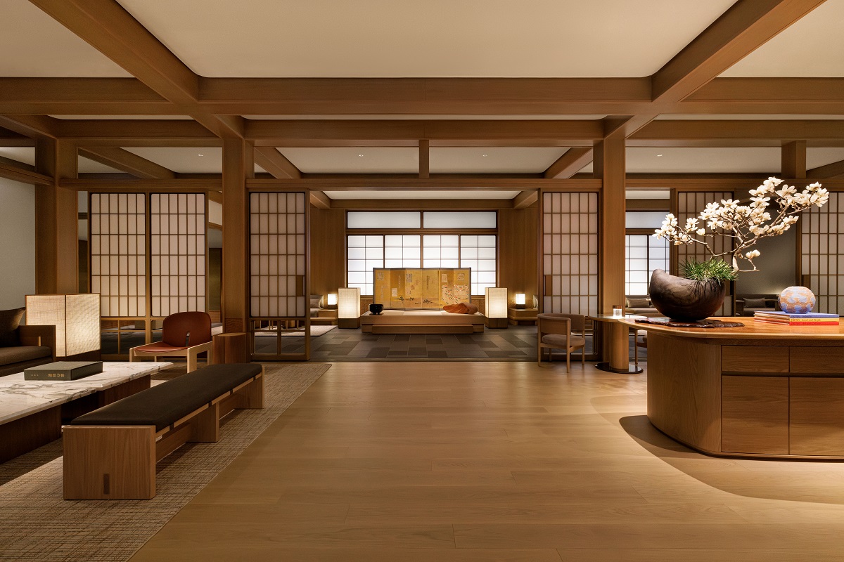 Designed by Kengo Kuma & Associates and Singapore-based Brewin Design Office, the 89-key hotel reimagines the city’s traditional machiya (townhouse)