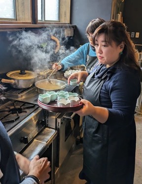 Learning to cook traditional dishes celebrating the new year in Kanazawa.