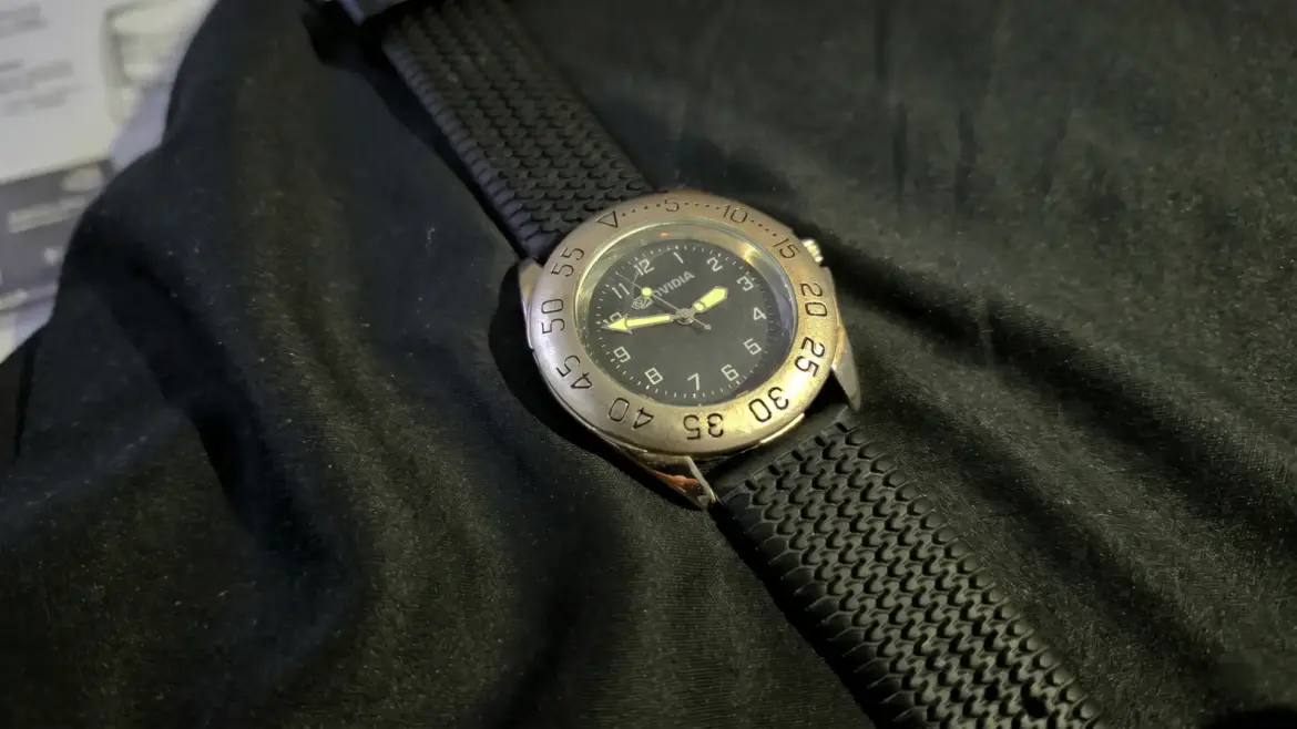 A fan found a metal Nvidia watch with a Japanese mechanism.
