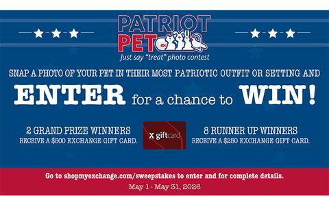 Stars and Stripes Fur-ever: $3,000 in gift cards up for grabs in Exchange Pet Photo Contest Stars and Stripes Fur-ever: $3,000 in gift cards up for grabs in Exchange Pet Photo Contest