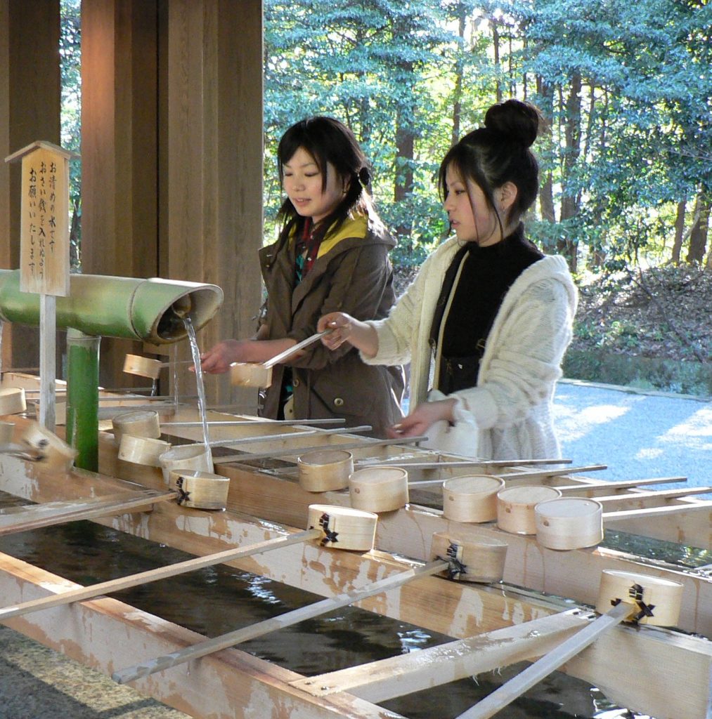 Purifying oneself at Meiji Jingu in Tokyo