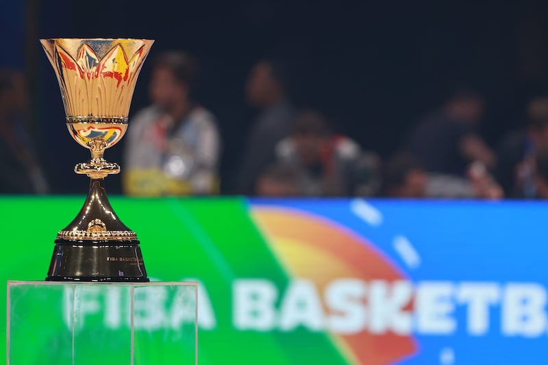 MANILA, PHILIPPINES - SEPTEMBER 5: A detail view of the FIBA World Cup trophy in the quarterfinals as part of the 2023 FIBA World Cup on September 5, 2023 at Mall of Asia Arena in Manila, Philippines. NOTE TO USER: User expressly acknowledges and agrees that, by downloading and/or using this photograph, user is consenting to the terms and conditions of the Getty Images License Agreement. Mandatory Copyright Notice: Copyright 2023 NBAE (Photo by Nathaniel S. Butler/NBAE via Getty Images)