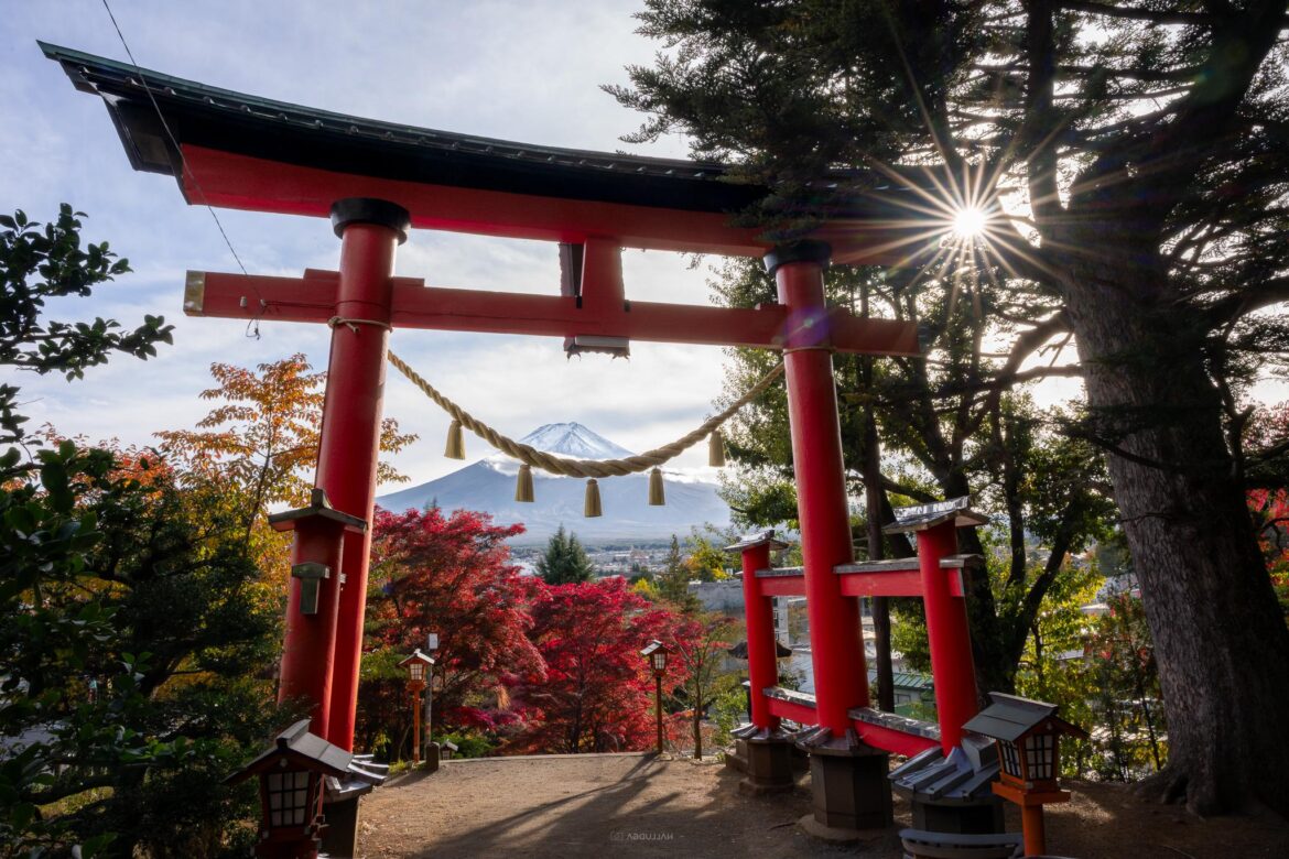 Mount Fuji framed through a torii gate [OC]