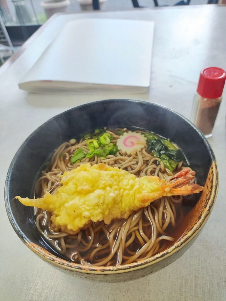 tempura soba on a rainy day in Hakone