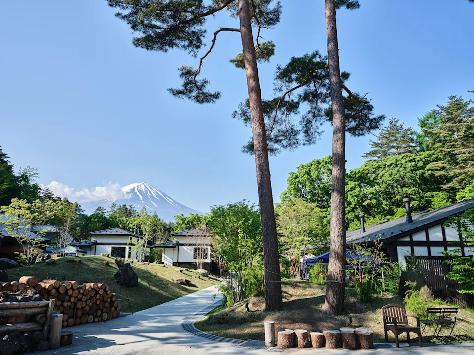 View of Mount Fuji from resort of houses