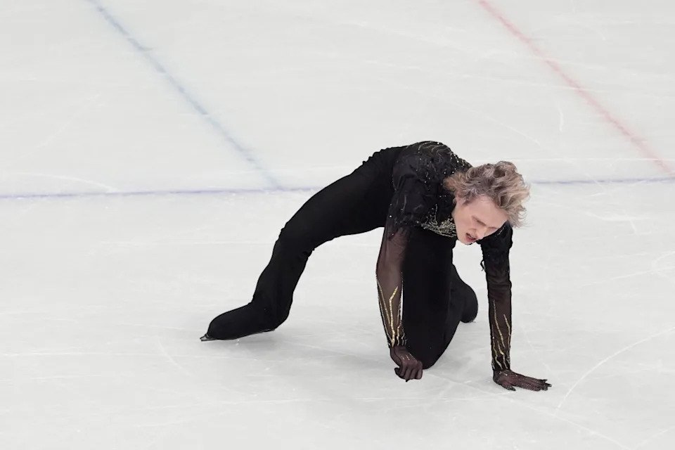 Ilia Malinin of the United States of America competes in the men’s singles free program during the Milan Cortina 2026 Olympic Winter Games.© Amber Searls-Imagn Images